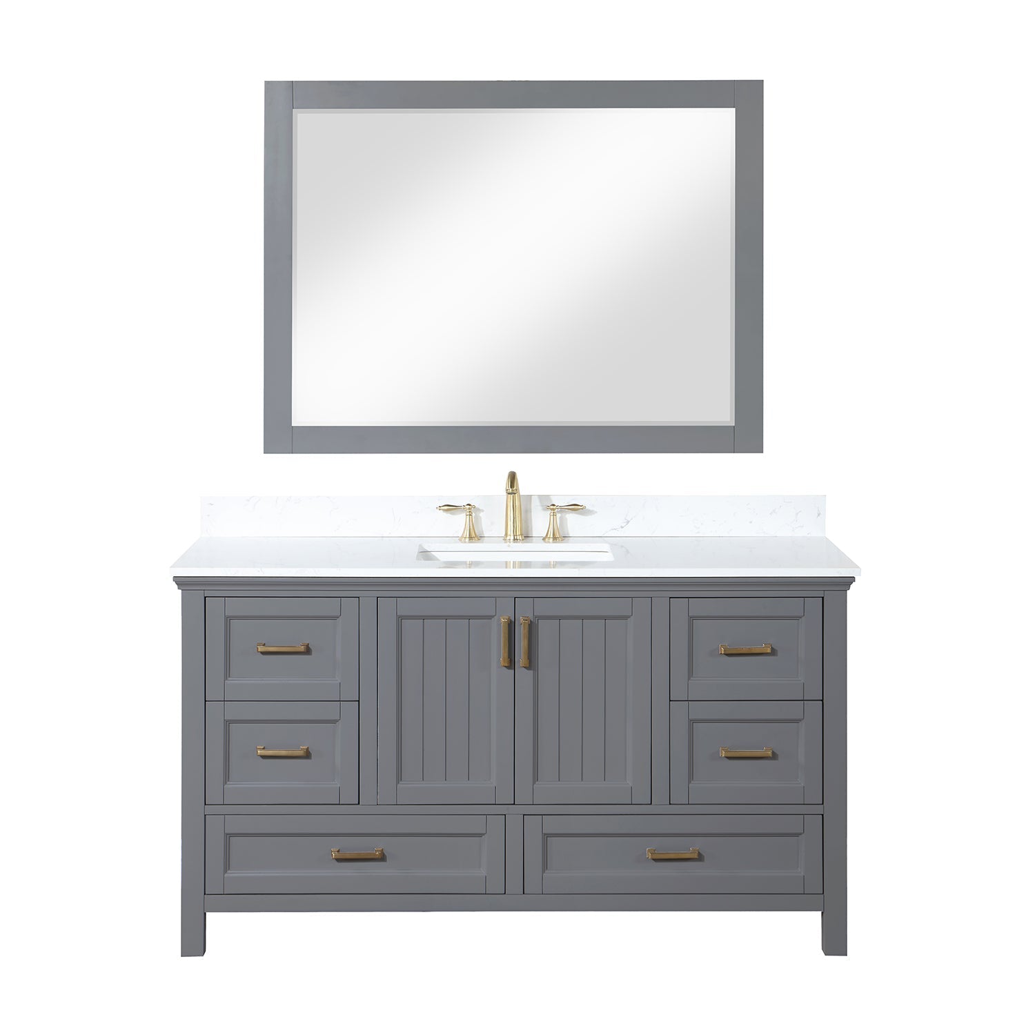 Altair Designs 60" single vanity with top - 538060S-WH-AW-NM