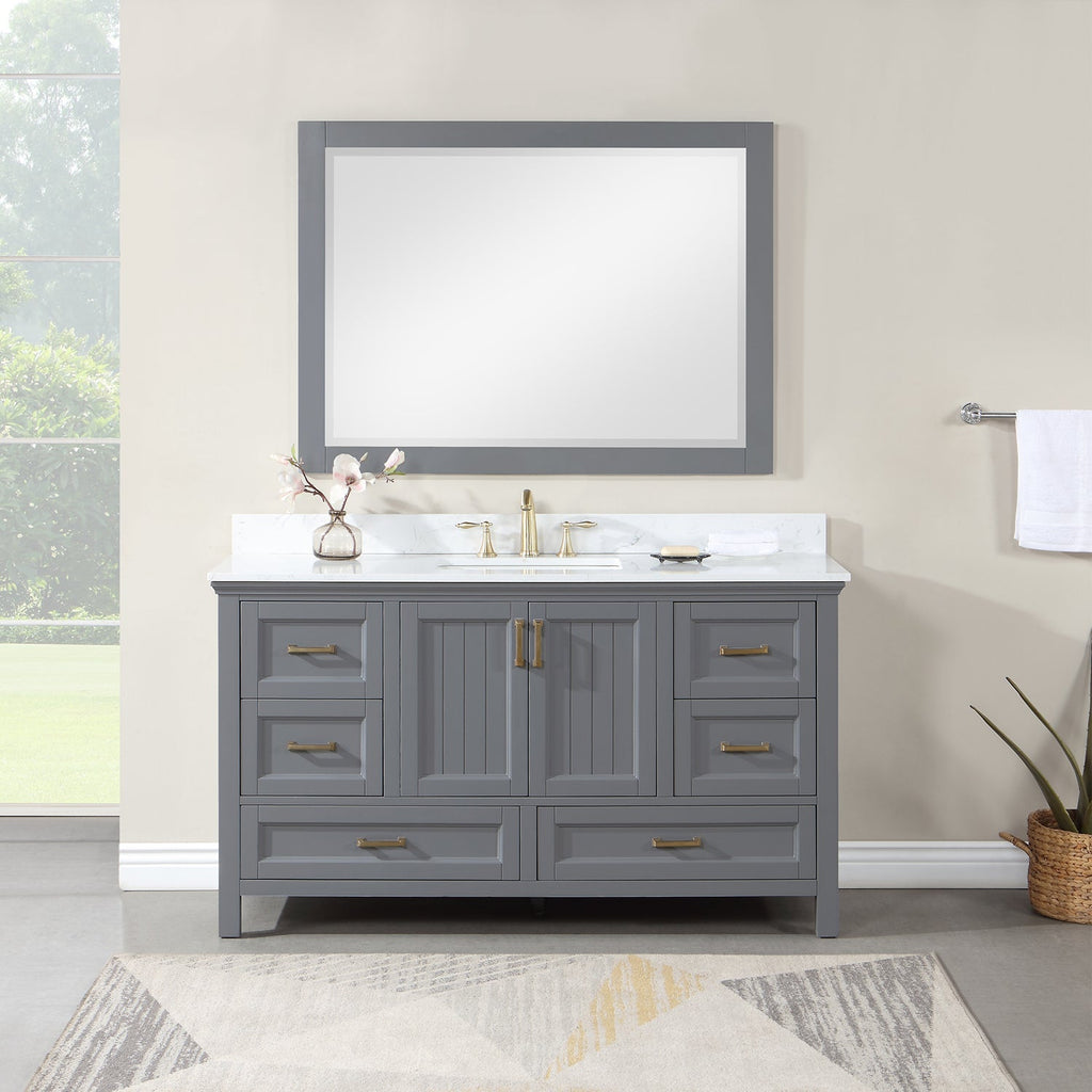 Altair Designs 60" single vanity with top - 538060S-WH-AW-NM
