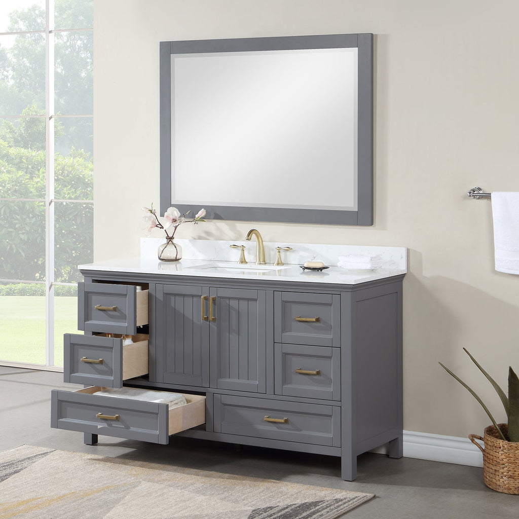 Altair Designs 60" single vanity with top - 538060S-WH-AW-NM
