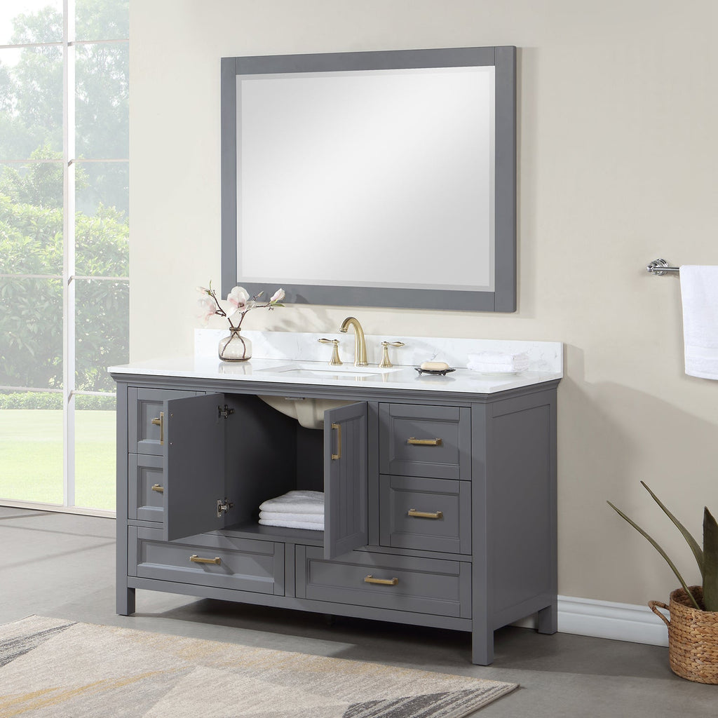 Altair Designs 60" single vanity with top - 538060S-WH-AW-NM
