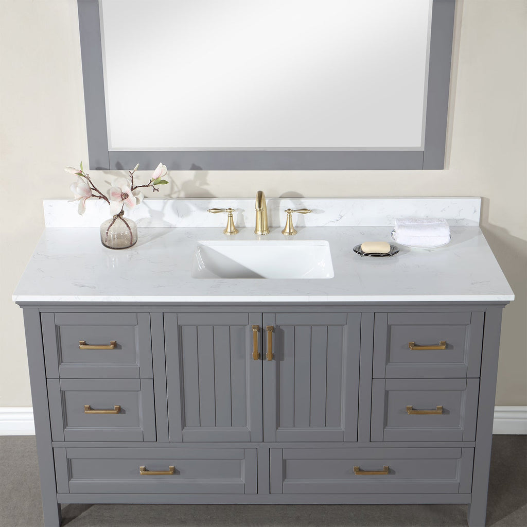 Altair Designs 60" single vanity with top - 538060S-WH-AW-NM