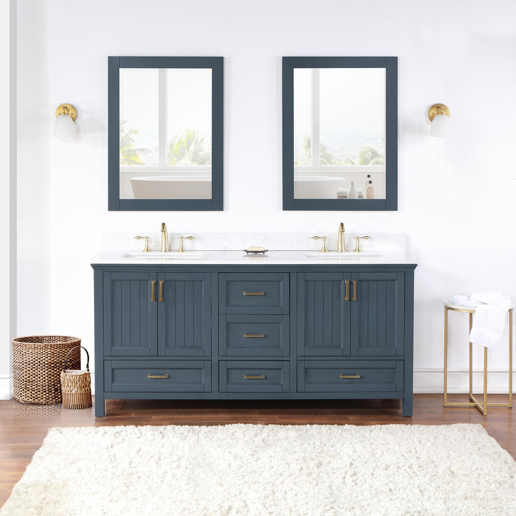 Altair Designs Isla 72" double vanity with top - 538072-CB-AW-NM