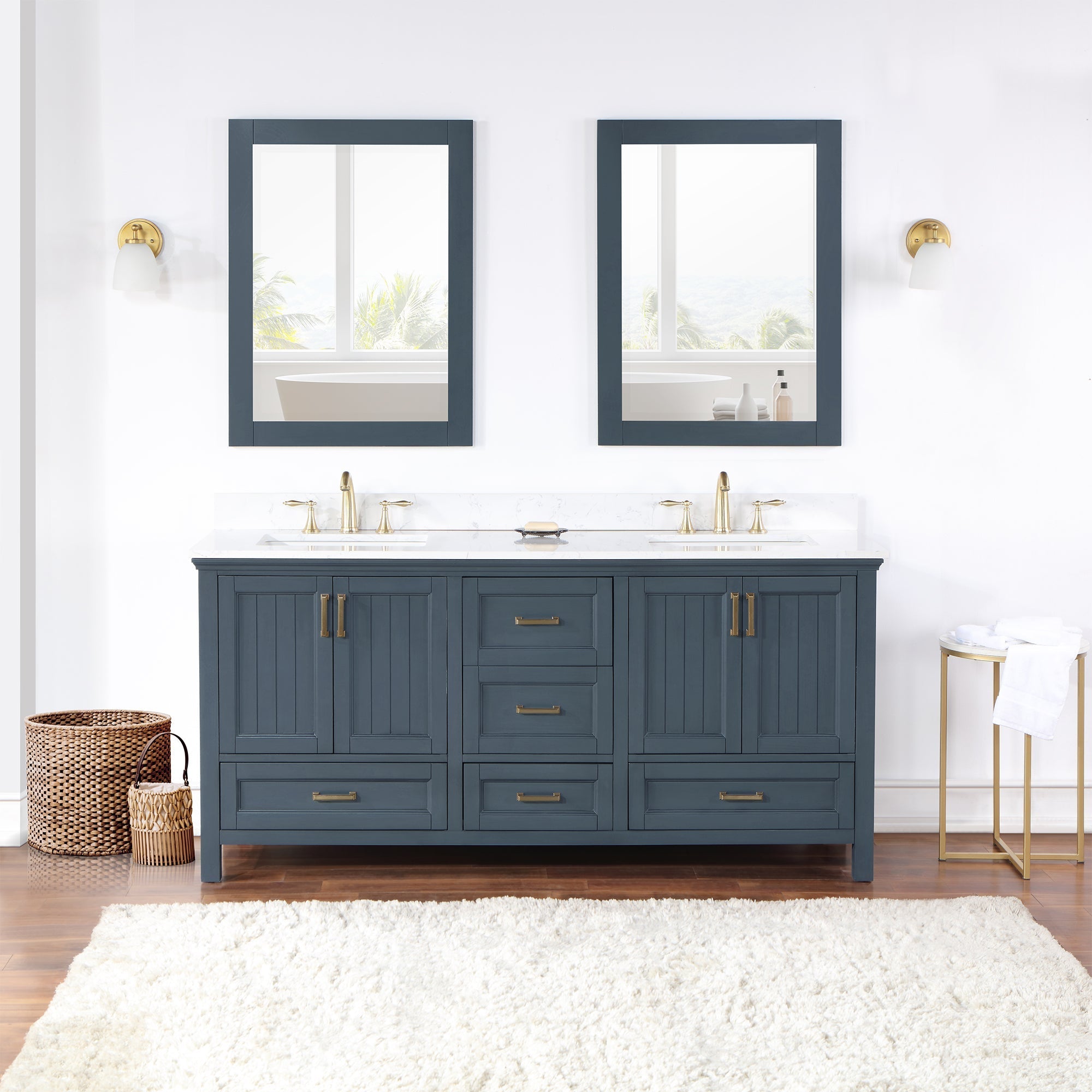 Altair Designs Isla 72" double vanity with top - 538072-CB-AW-NM