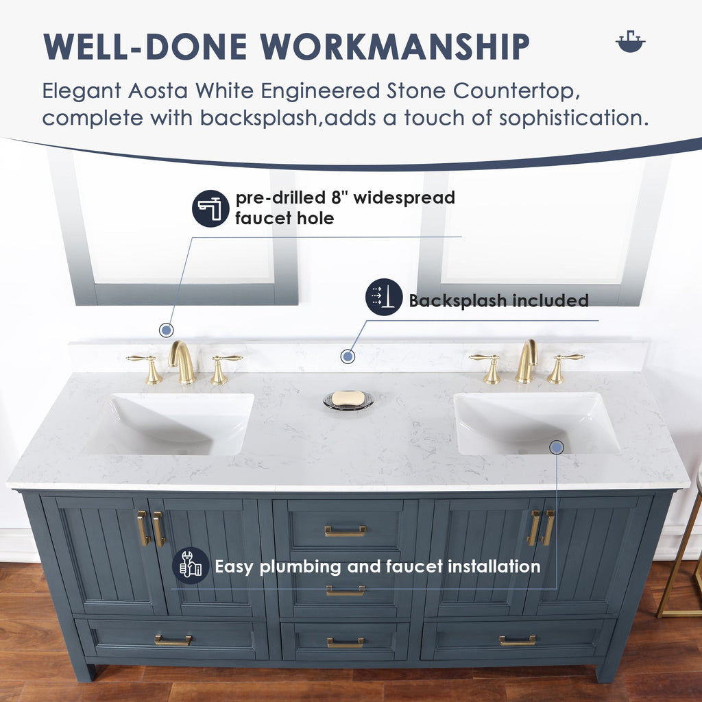 Altair Designs Isla 72" double vanity with top - 538072-CB-AW-NM