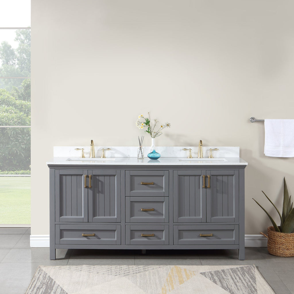 Altair Designs Isla 72" double vanity with top - 538072-CB-AW-NM