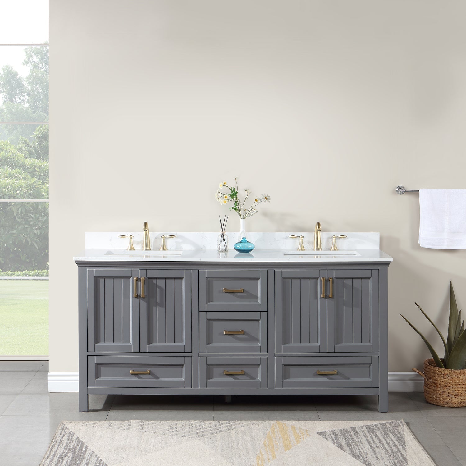 Altair Designs Isla 72" double vanity with top - 538072-CB-AW-NM