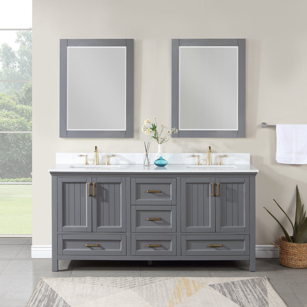 Altair Designs Isla 72" double vanity with top - 538072-CB-AW-NM