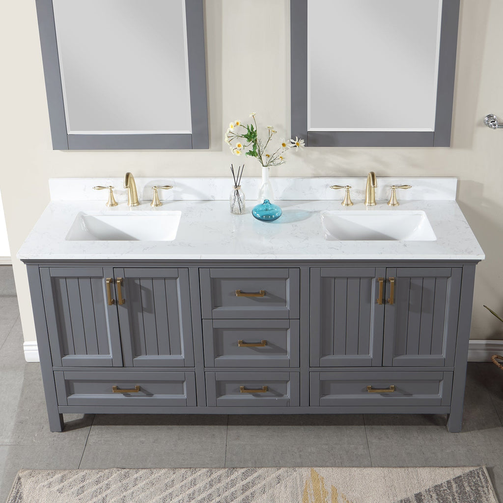 Altair Designs Isla 72" double vanity with top - 538072-CB-AW-NM