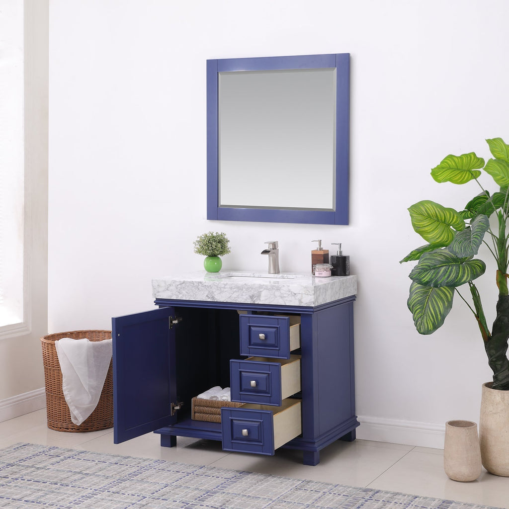 Altair Designs 36" single vanity with top - 539036-WH-CA-NM