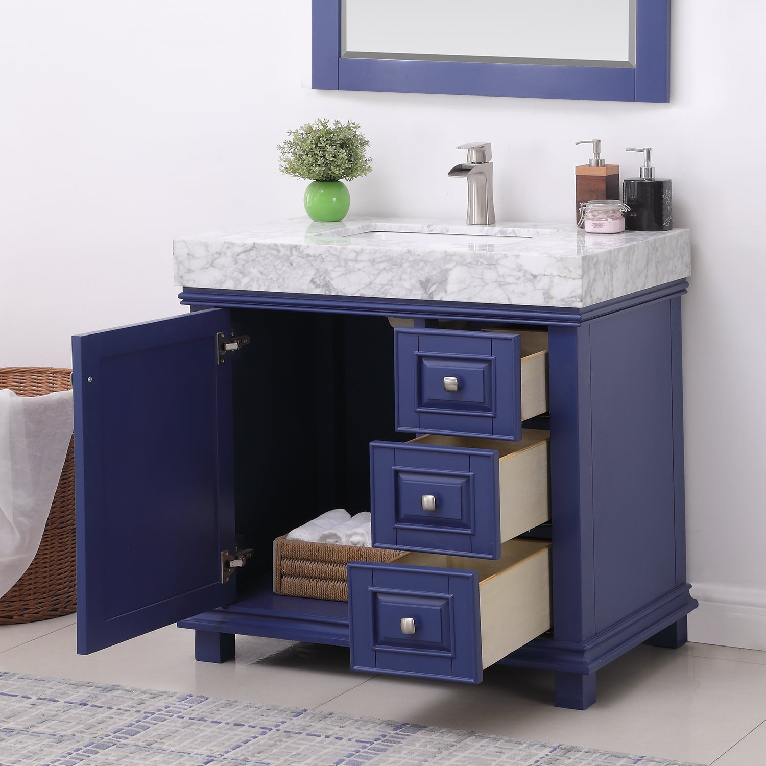 Altair Designs 36" single vanity with top - 539036-WH-CA-NM