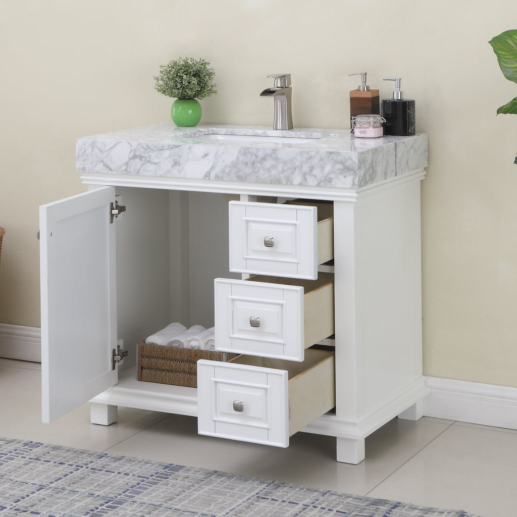Altair Designs 36" single vanity with top - 539036-WH-CA-NM