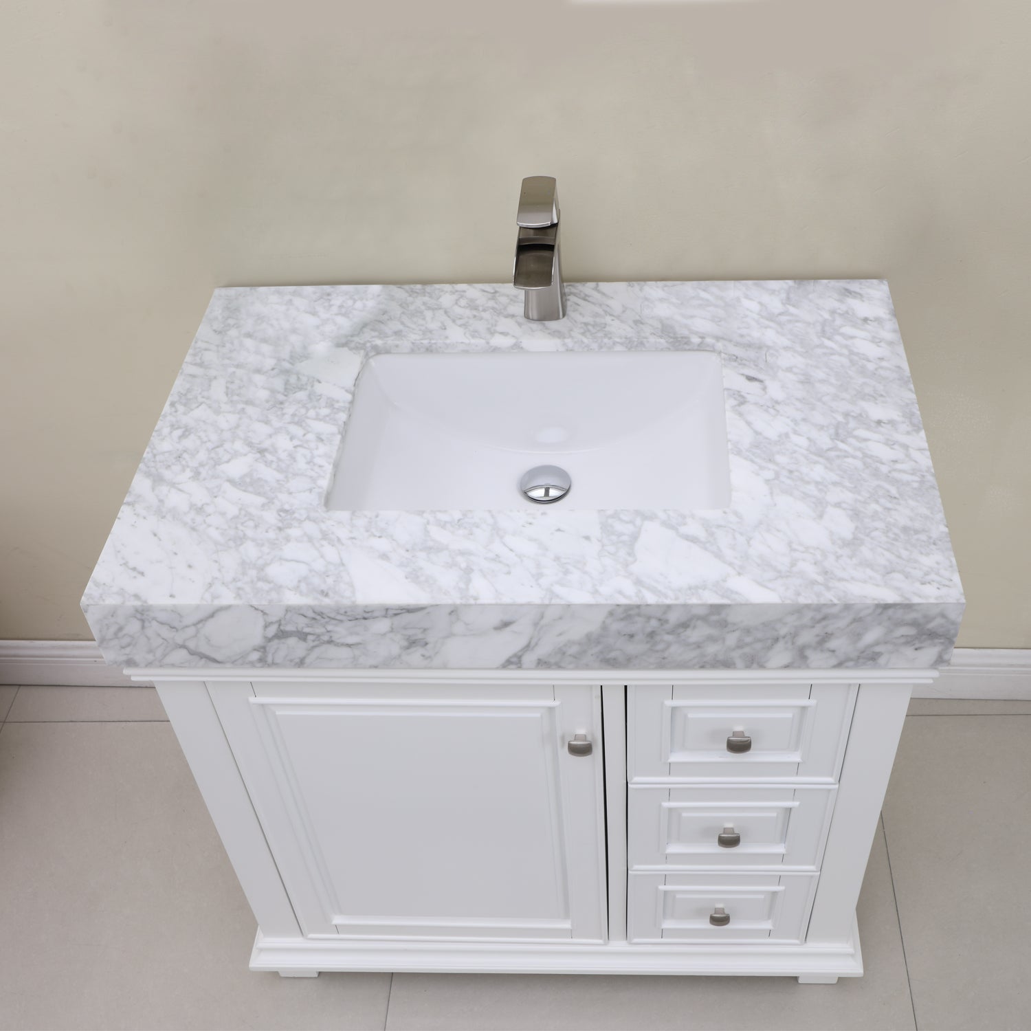 Altair Designs 36" single vanity with top - 539036-WH-CA-NM