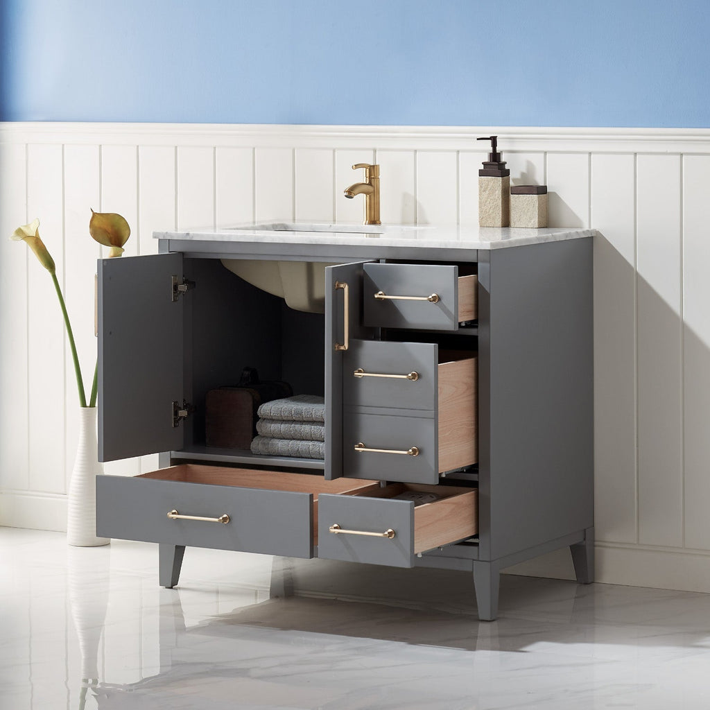 Altair Designs 36" single vanity with top - 541036-WH-CA-NM