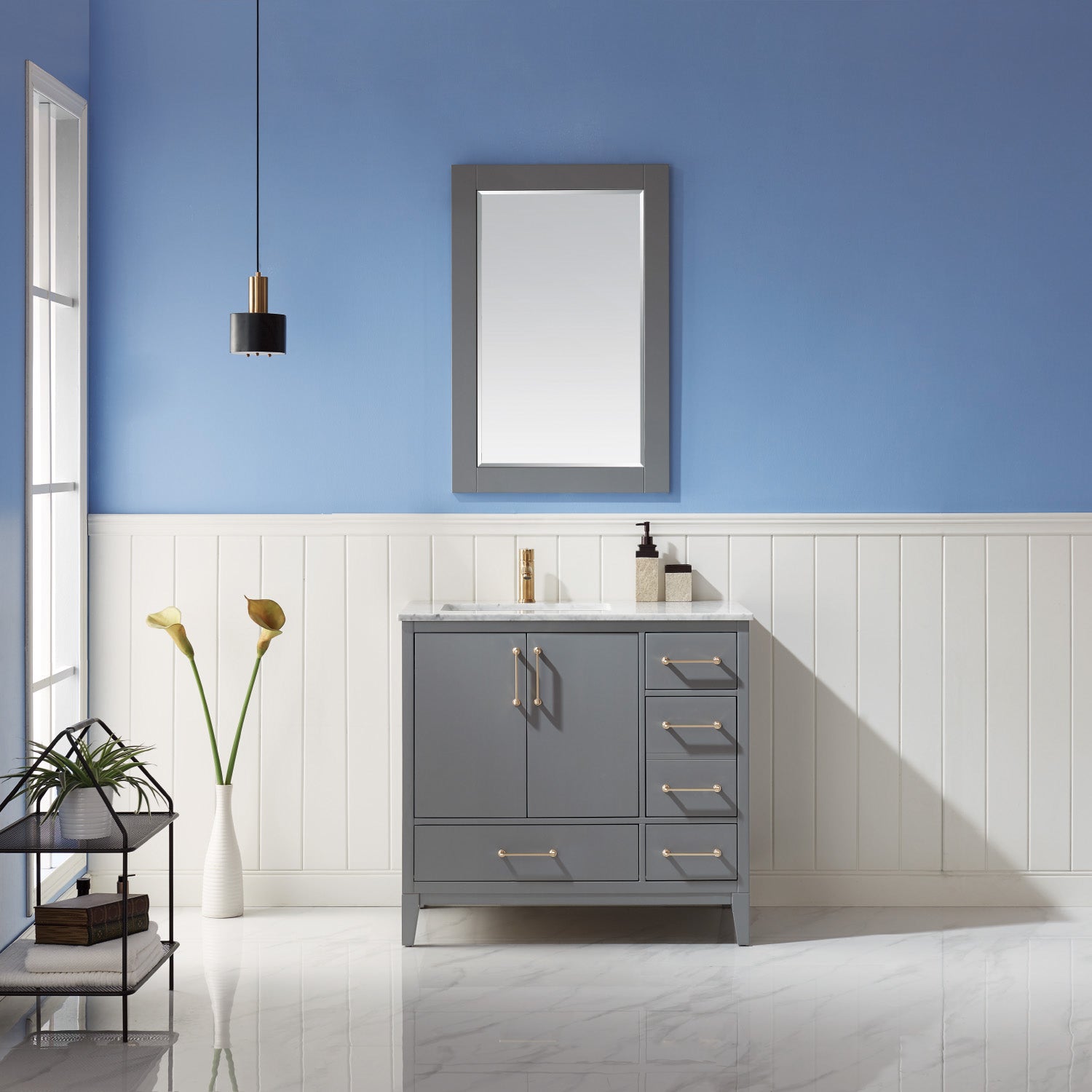 Altair Designs 36" single vanity with top - 541036-WH-CA-NM
