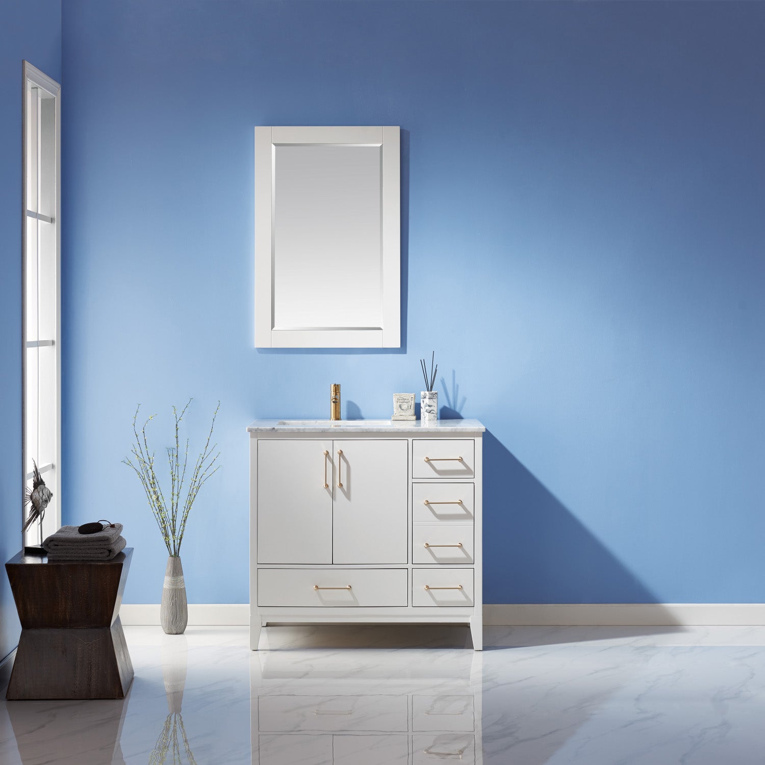 Altair Designs 36" single vanity with top - 541036-WH-CA-NM