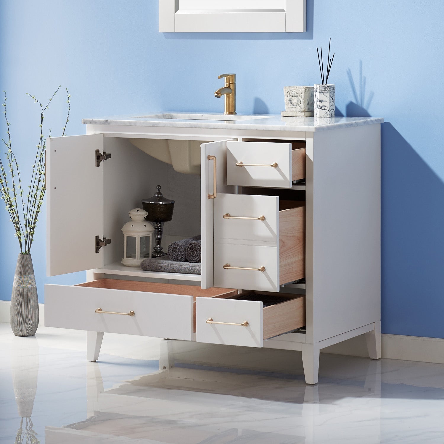 Altair Designs 36" single vanity with top - 541036-WH-CA-NM
