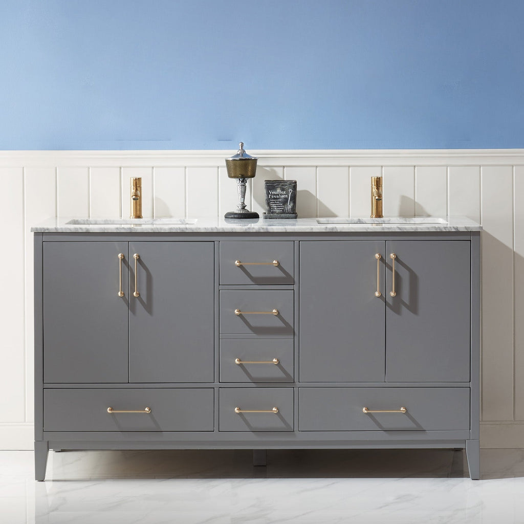 Altair Designs 60" double vanity with top - 541060-WH-CA-NM