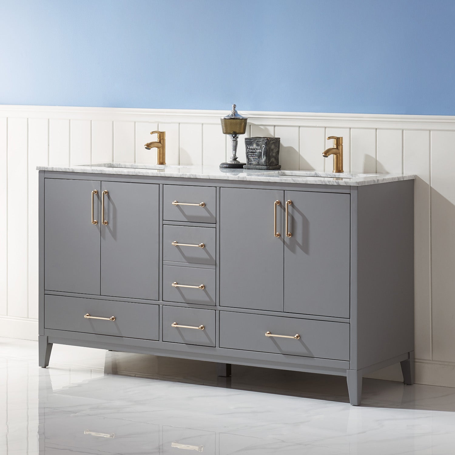 Altair Designs 60" double vanity with top - 541060-WH-CA-NM