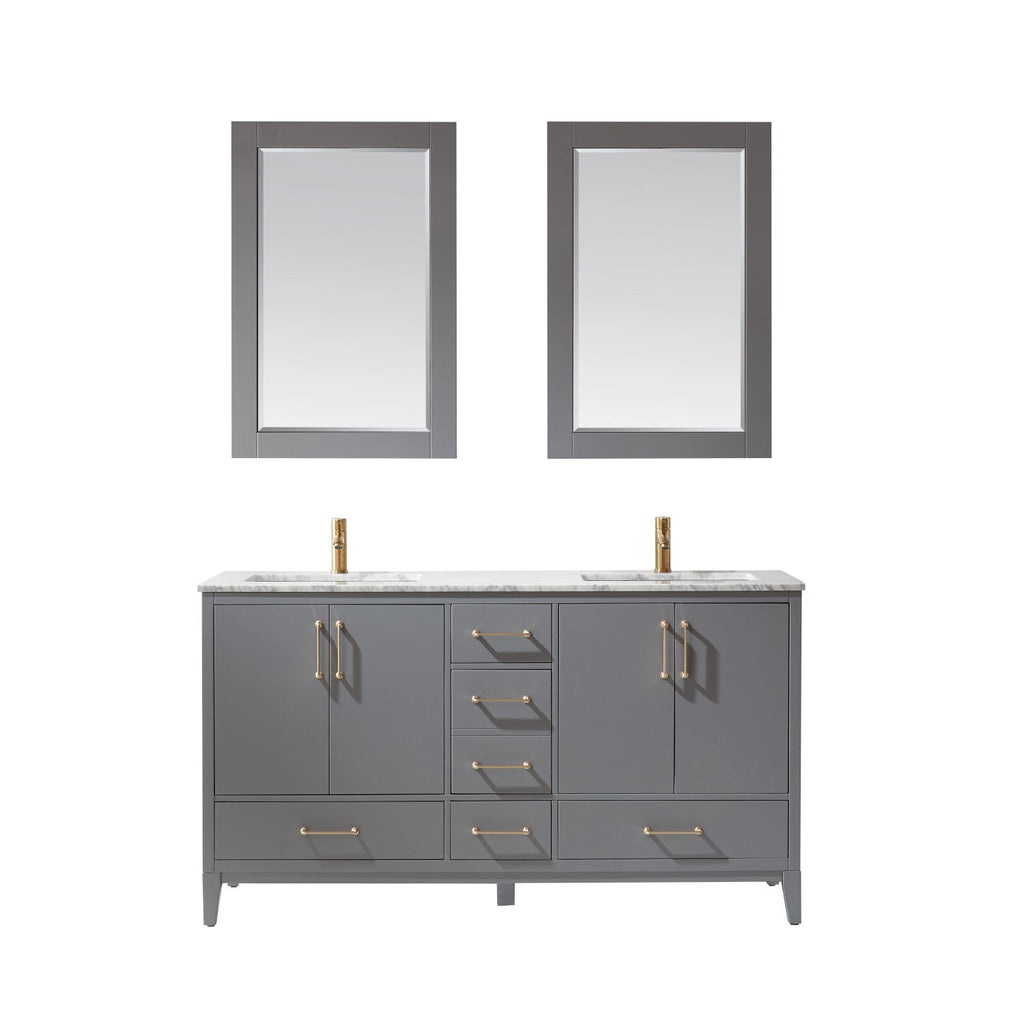 Altair Designs 60" double vanity with top - 541060-WH-CA-NM