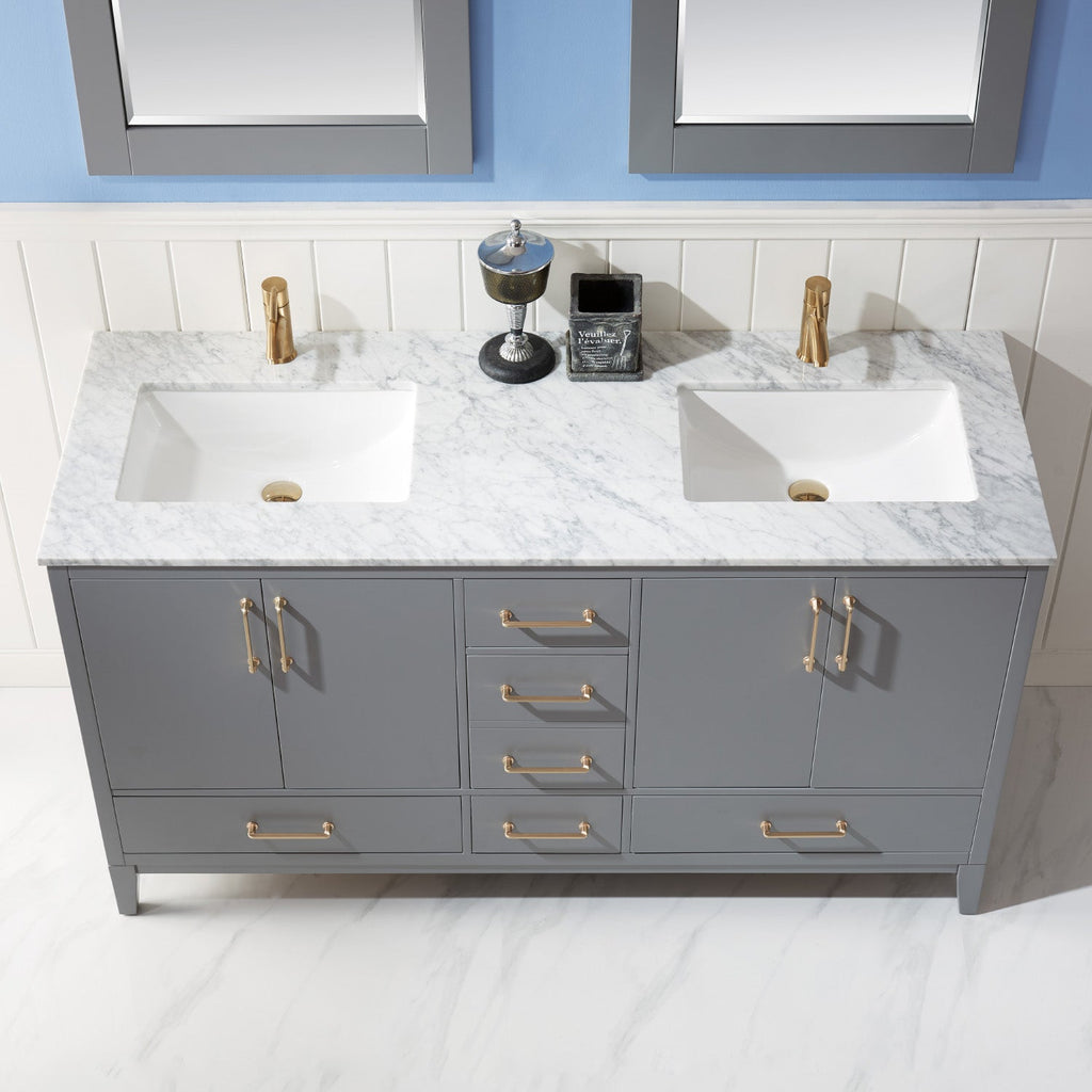 Altair Designs 60" double vanity with top - 541060-WH-CA-NM