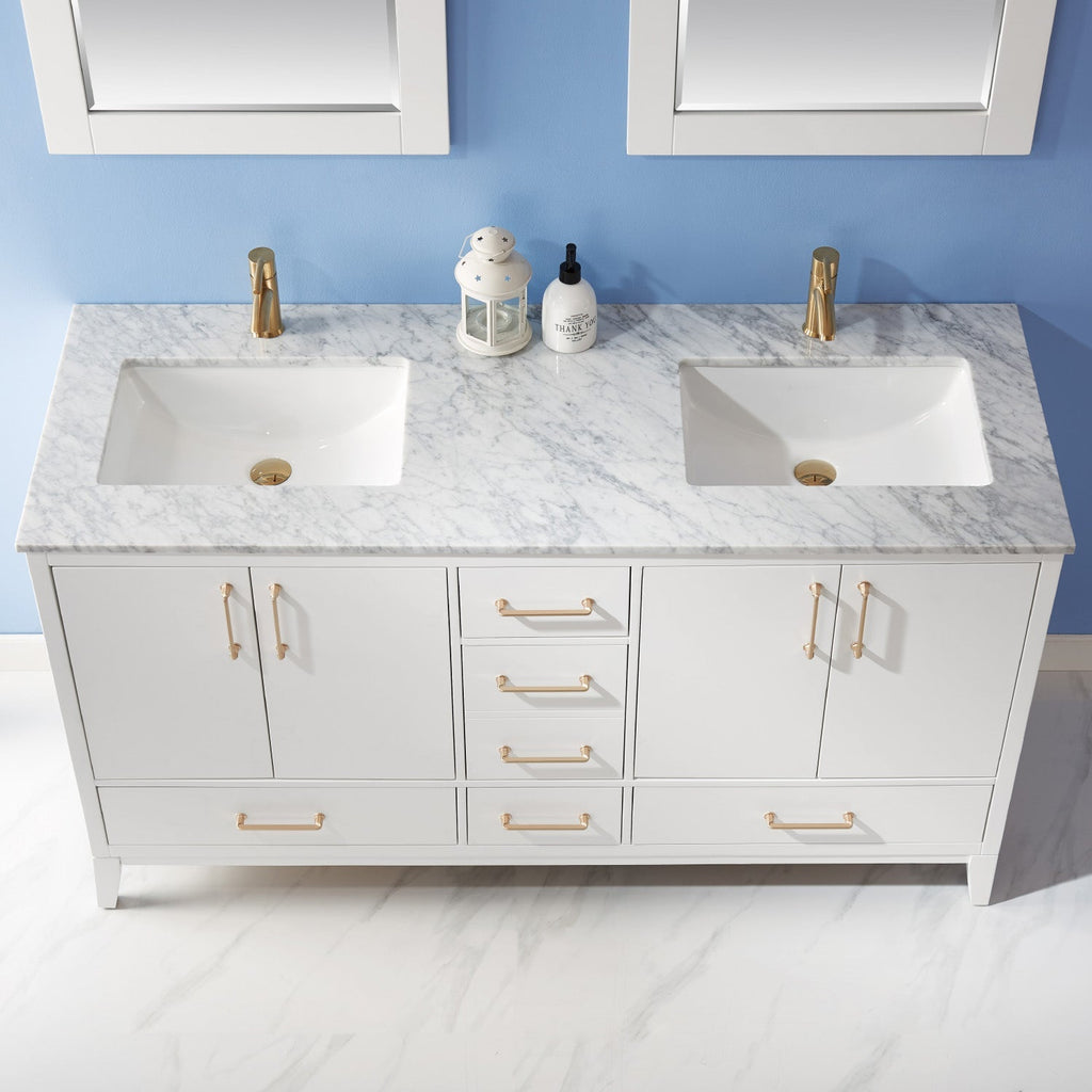 Altair Designs 60" double vanity with top - 541060-WH-CA-NM