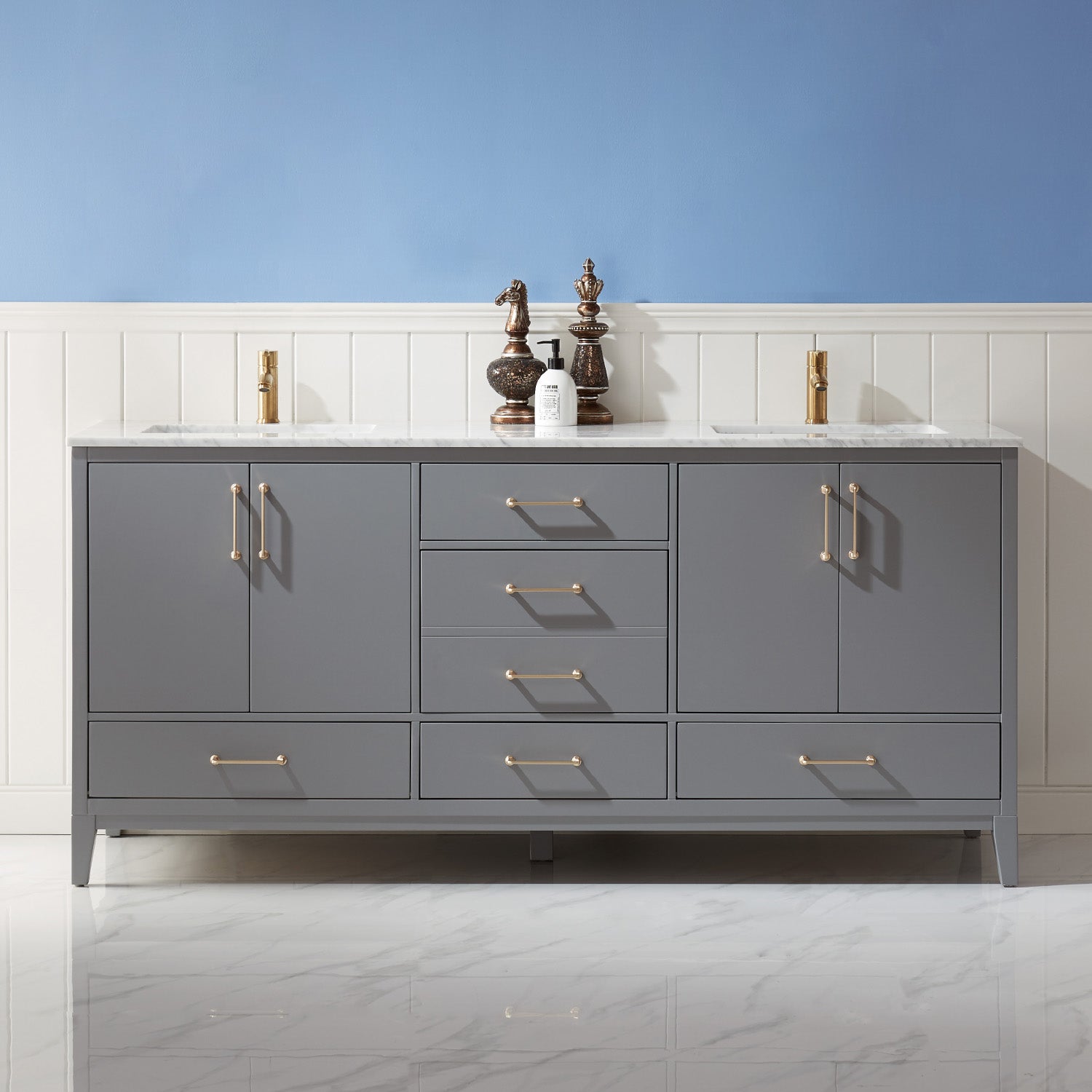 Altair Designs 72" double vanity with top - 541072-WH-CA-NM