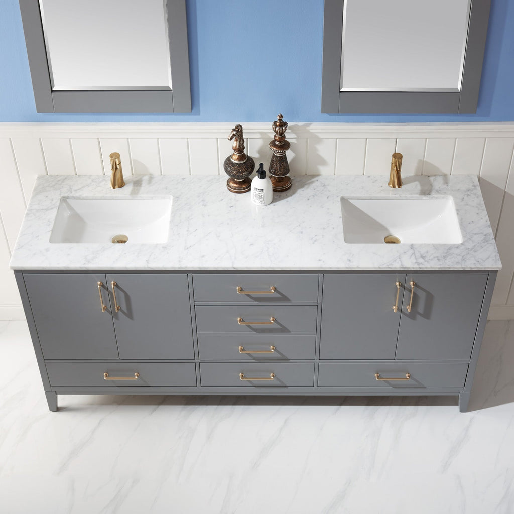 Altair Designs 72" double vanity with top - 541072-WH-CA-NM