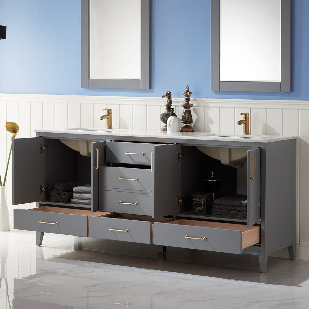 Altair Designs 72" double vanity with top - 541072-WH-CA-NM