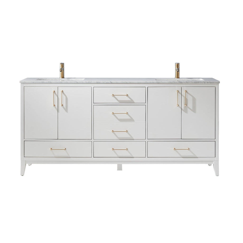 Altair Designs 72" double vanity with top - 541072-WH-CA-NM