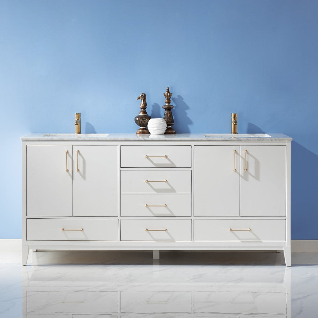 Altair Designs 72" double vanity with top - 541072-WH-CA-NM