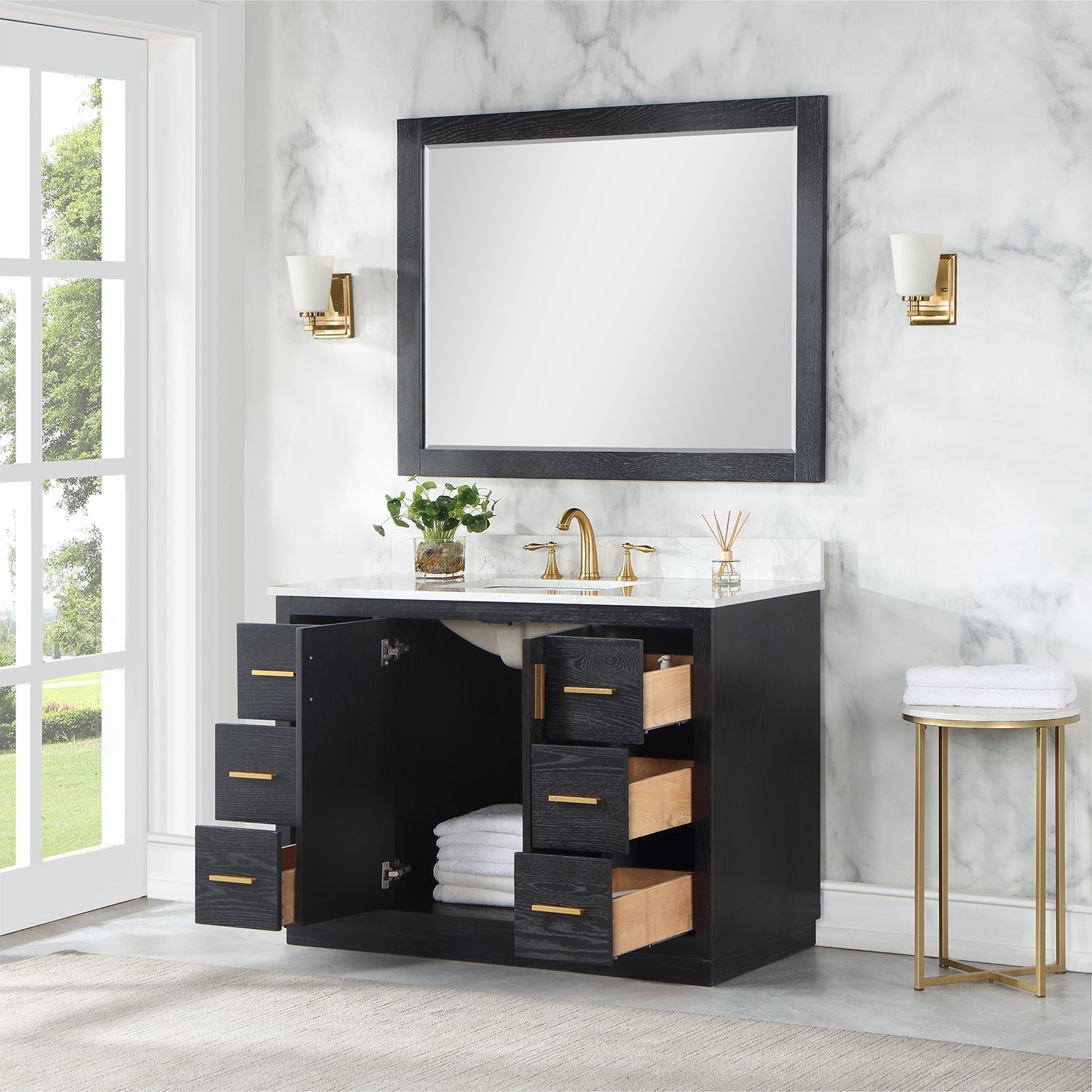 Altair Designs Gazsi 48" single vanity with top - 543048-BN-GW-NM