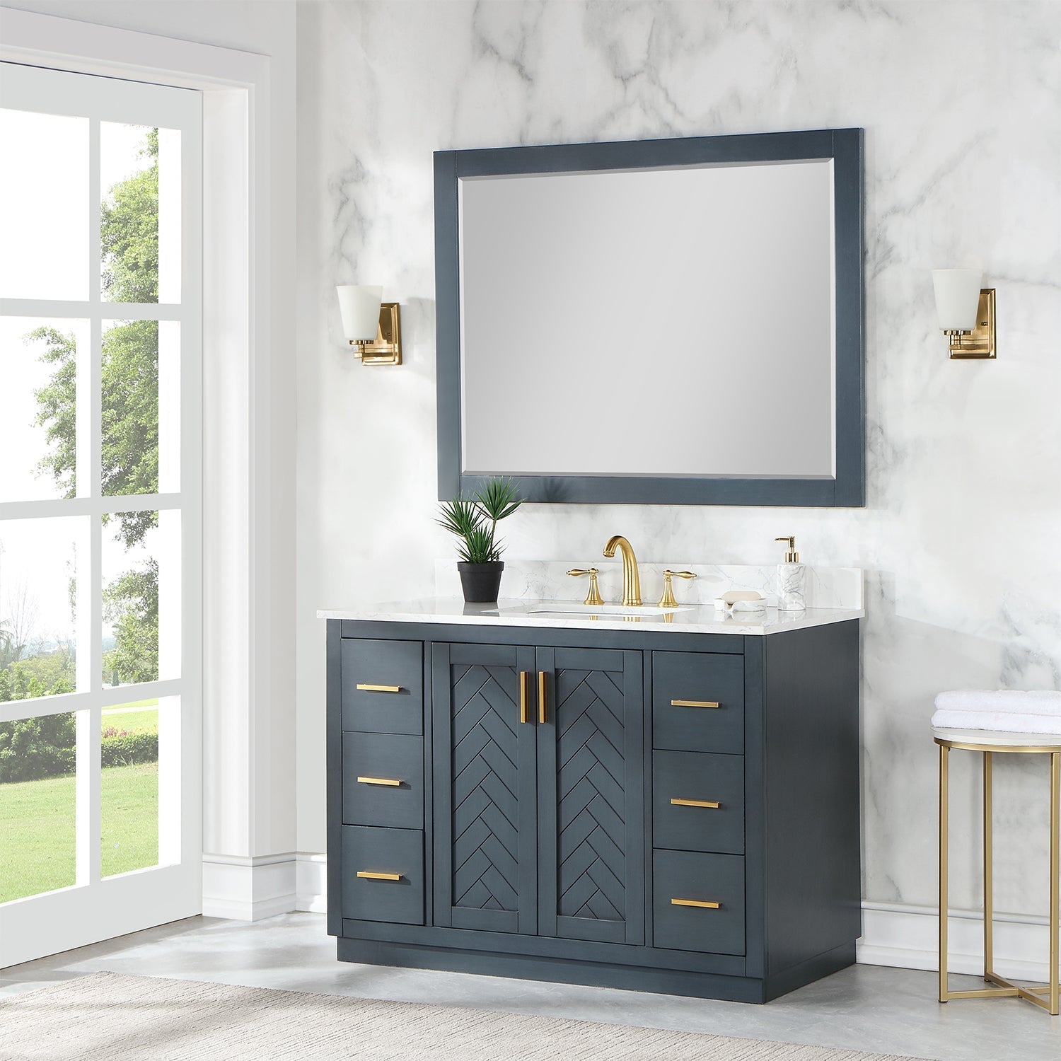Altair Designs Gazsi 48" single vanity with top - 543048-BN-GW-NM