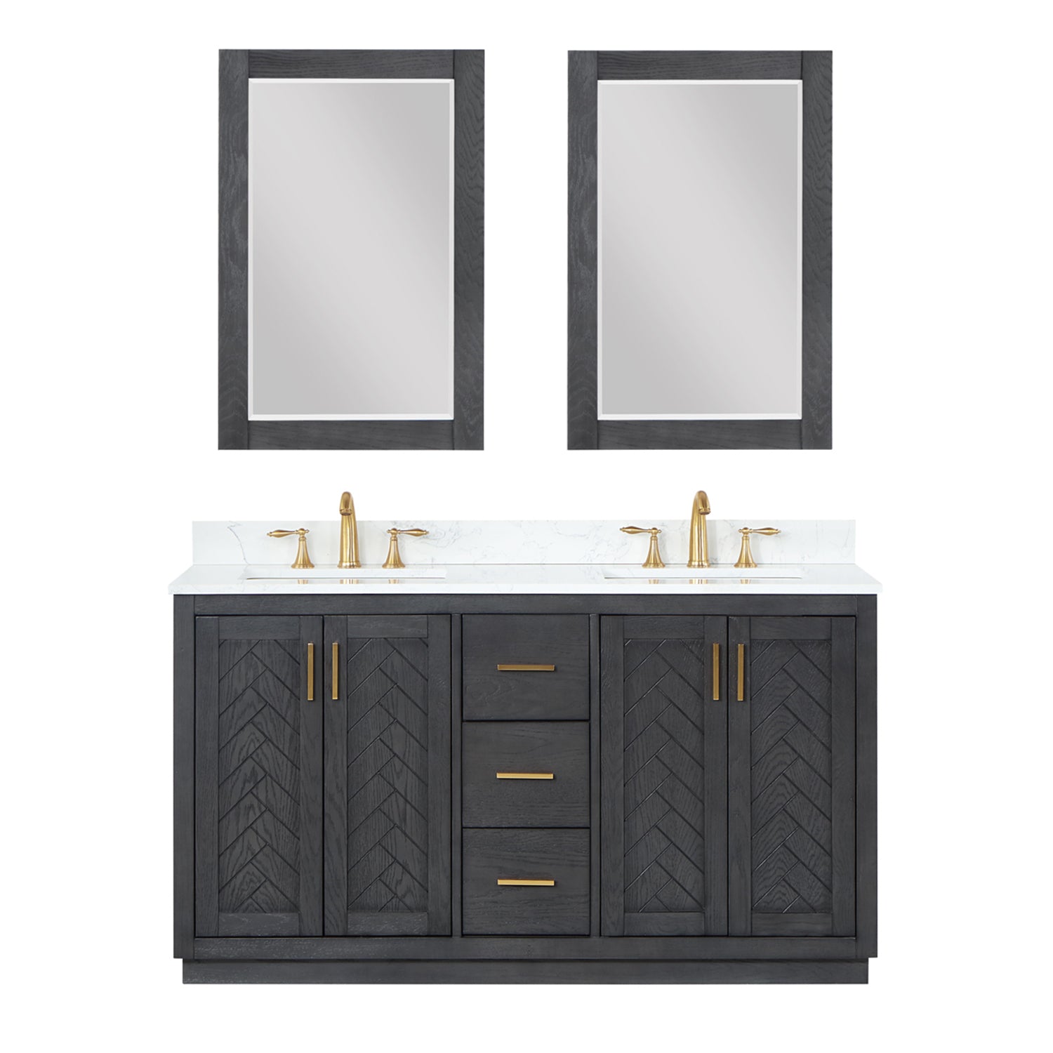 Altair Designs Gazsi 60" double vanity with top - 543060-BN-GW-NM