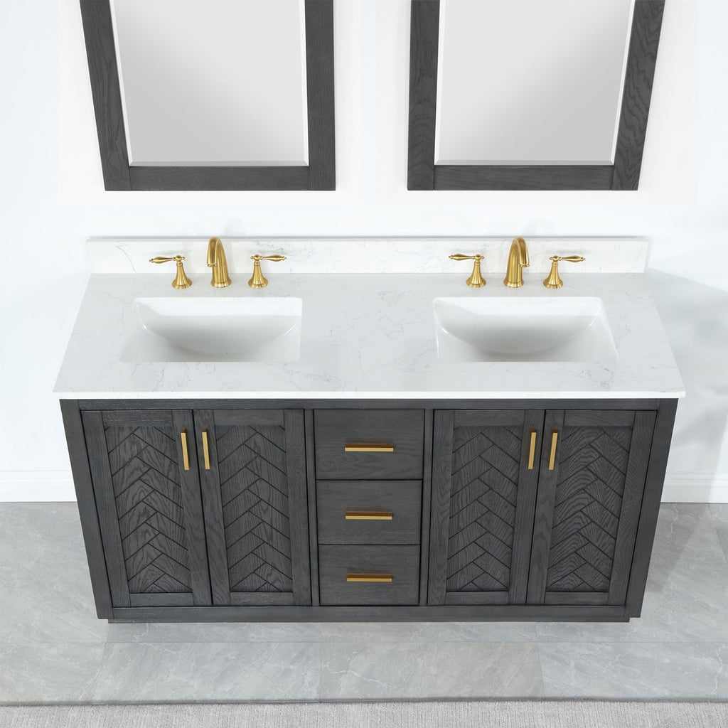 Altair Designs Gazsi 60" double vanity with top - 543060-BN-GW-NM