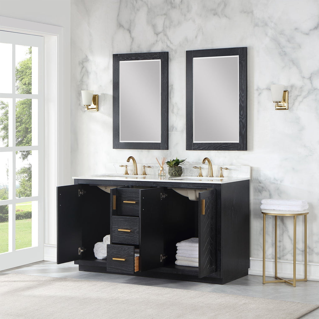 Altair Designs Gazsi 60" double vanity with top - 543060-BN-GW-NM