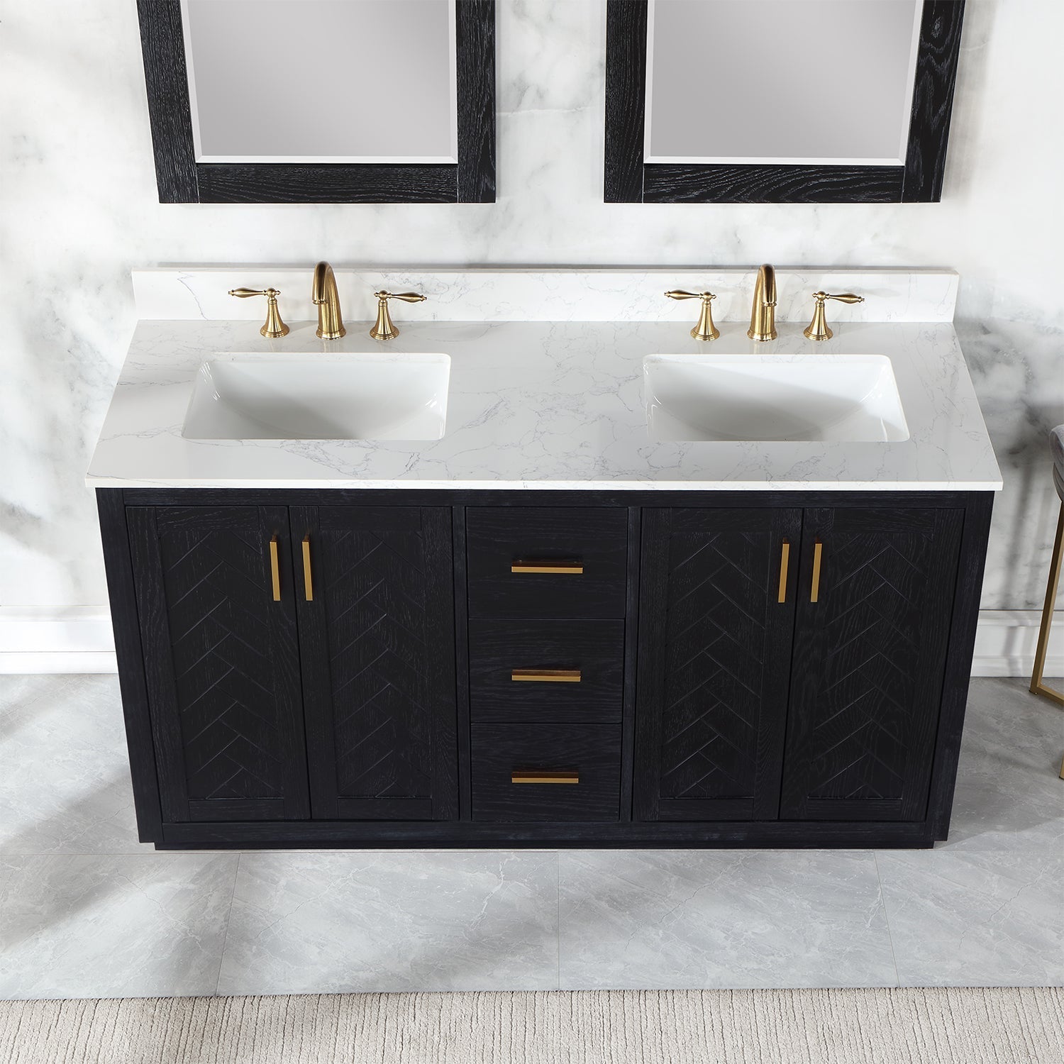 Altair Designs Gazsi 60" double vanity with top - 543060-BN-GW-NM