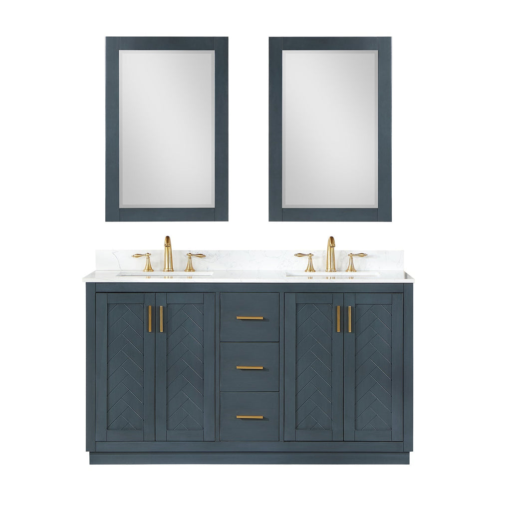 Altair Designs Gazsi 60" double vanity with top - 543060-BN-GW-NM