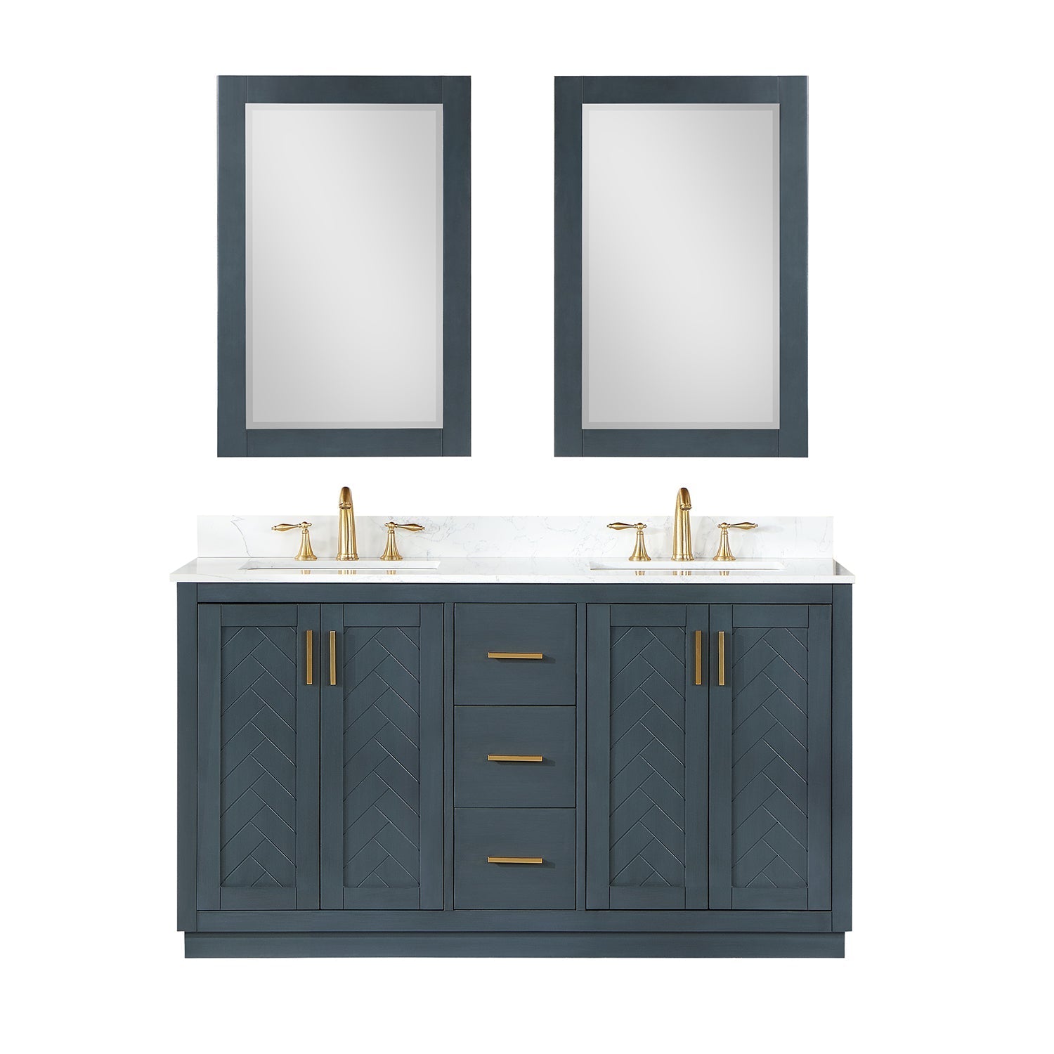 Altair Designs Gazsi 60" double vanity with top - 543060-BN-GW-NM