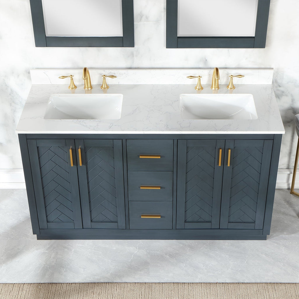 Altair Designs Gazsi 60" double vanity with top - 543060-BN-GW-NM