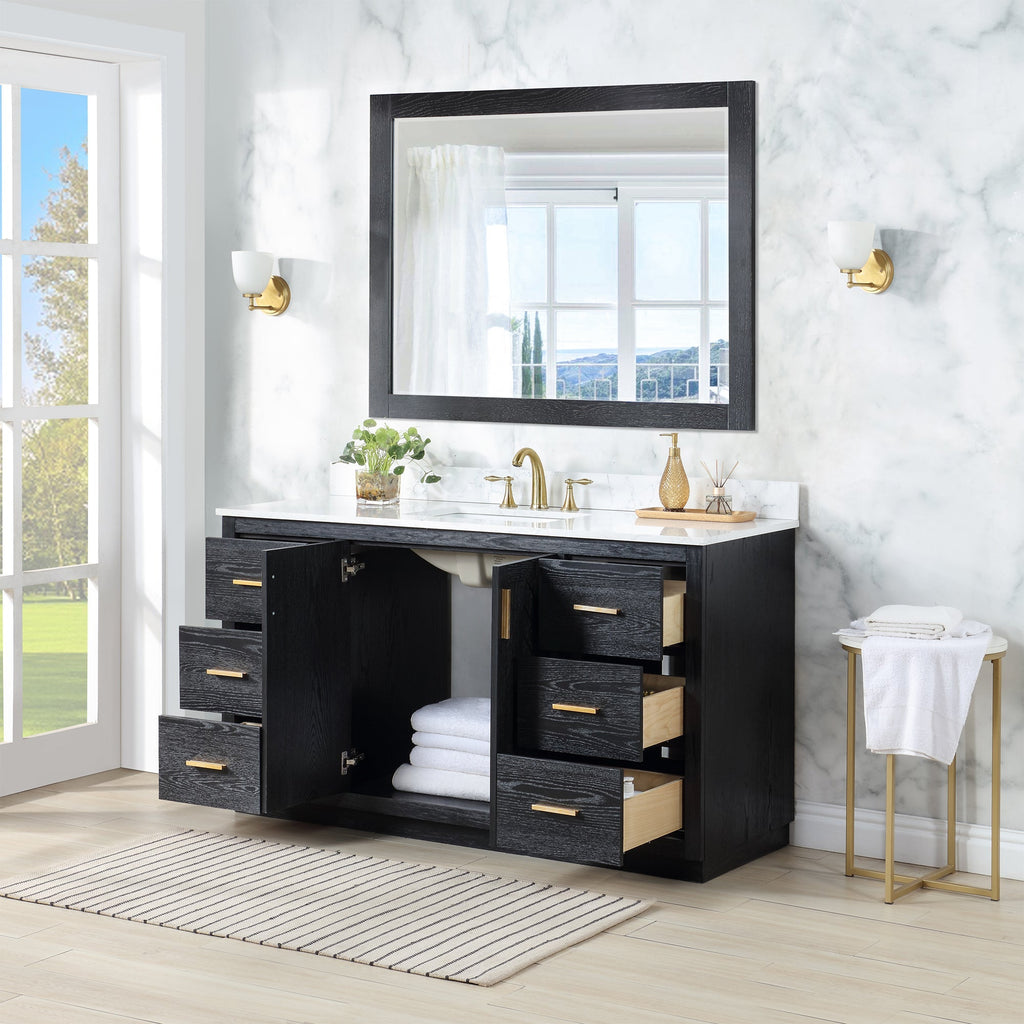 Altair Designs Gazsi 60" single vanity with top - 543060S-BO-GW-NM