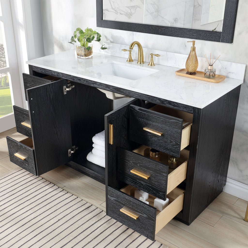 Altair Designs Gazsi 60" single vanity with top - 543060S-BO-GW-NM