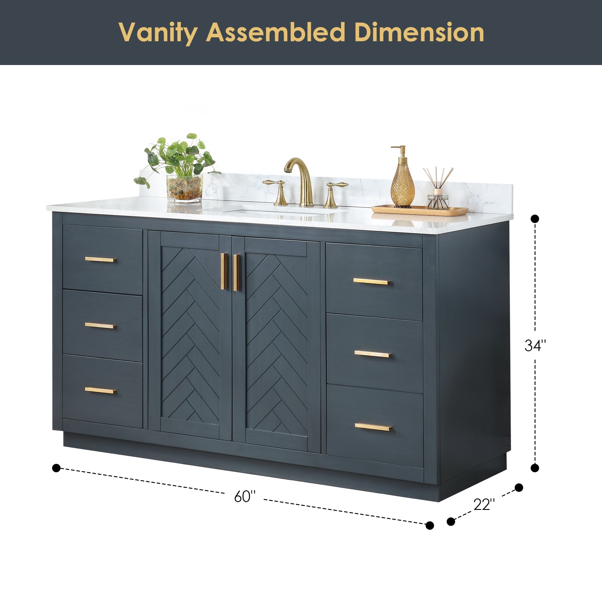 Altair Designs Gazsi 60" single vanity with top - 543060S-BO-GW-NM