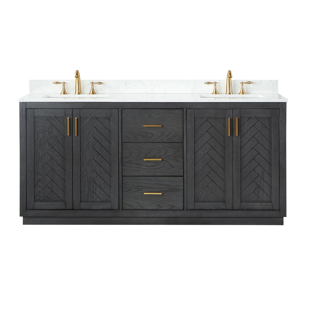Altair Designs Gazsi 72" double vanity with top - 543072-BN-GW-NM