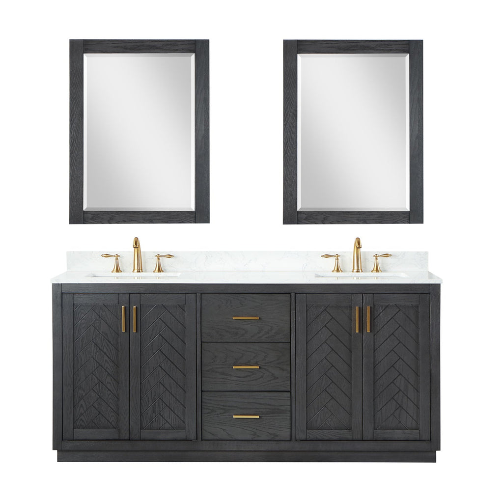 Altair Designs Gazsi 72" double vanity with top - 543072-BN-GW-NM