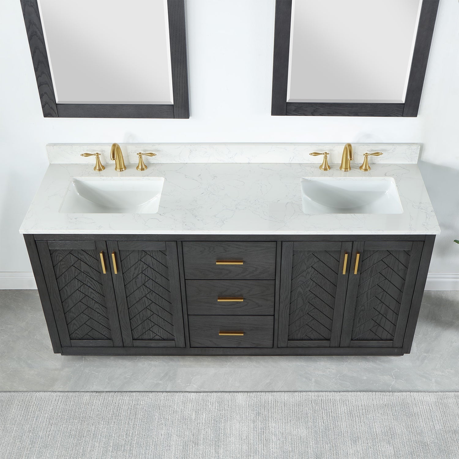 Altair Designs Gazsi 72" double vanity with top - 543072-BN-GW-NM