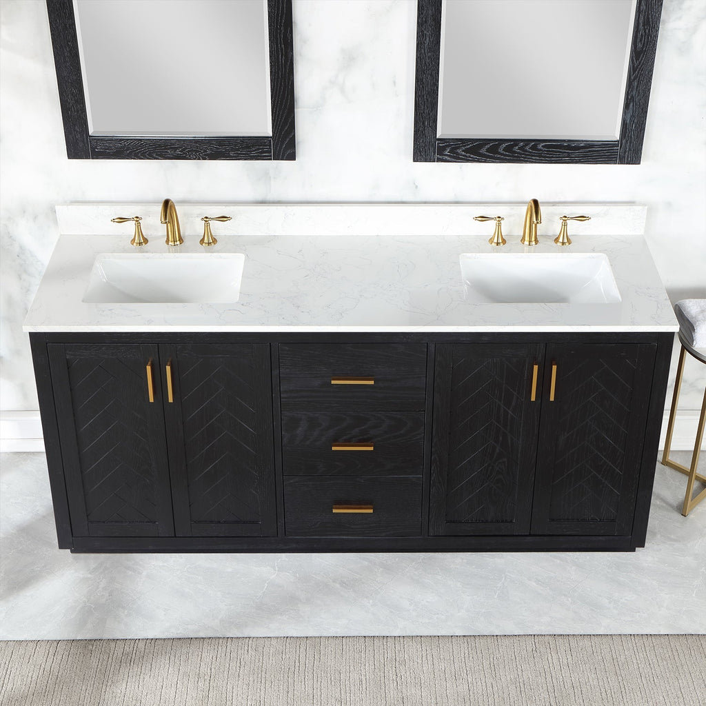 Altair Designs Gazsi 72" double vanity with top - 543072-BN-GW-NM