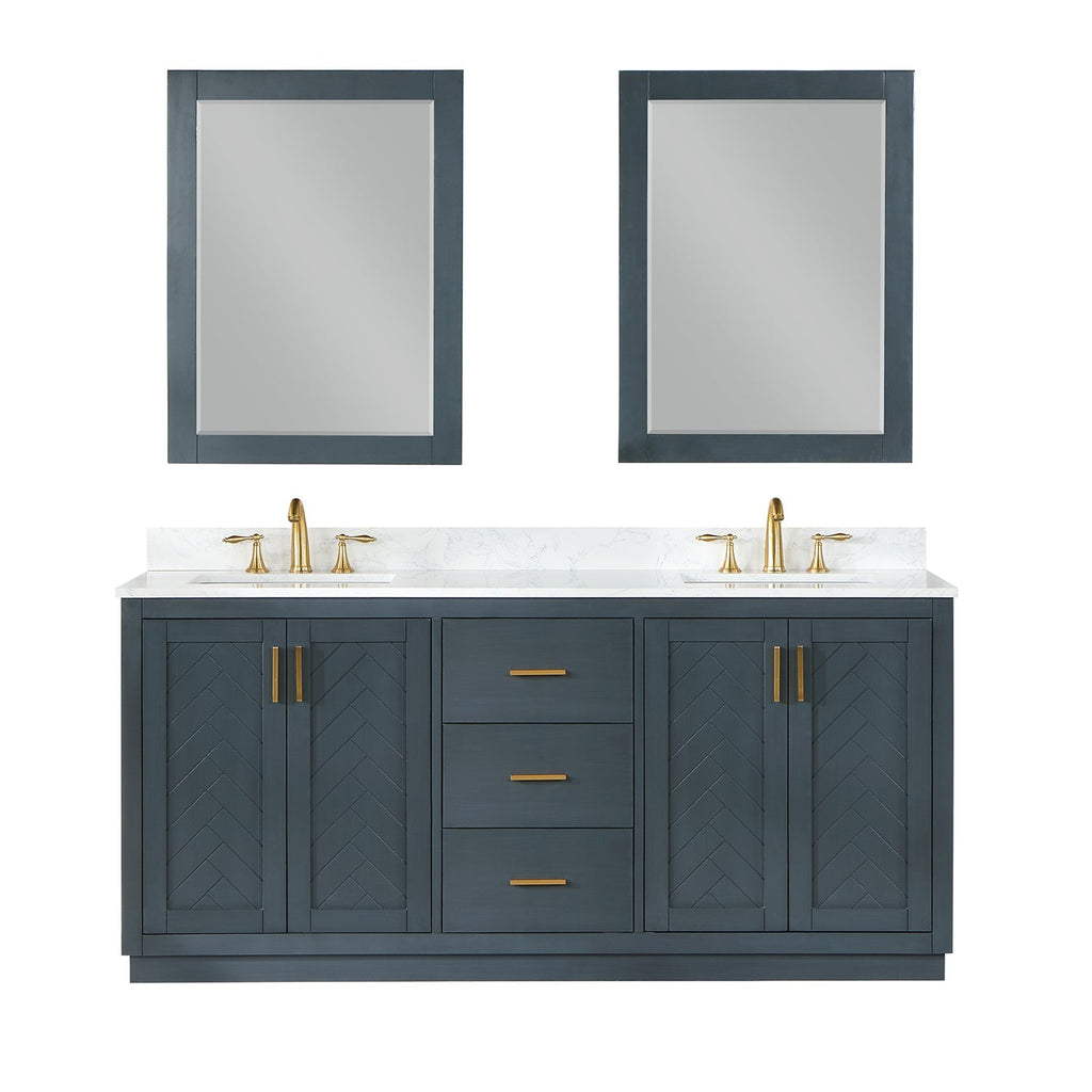 Altair Designs Gazsi 72" double vanity with top - 543072-BN-GW-NM