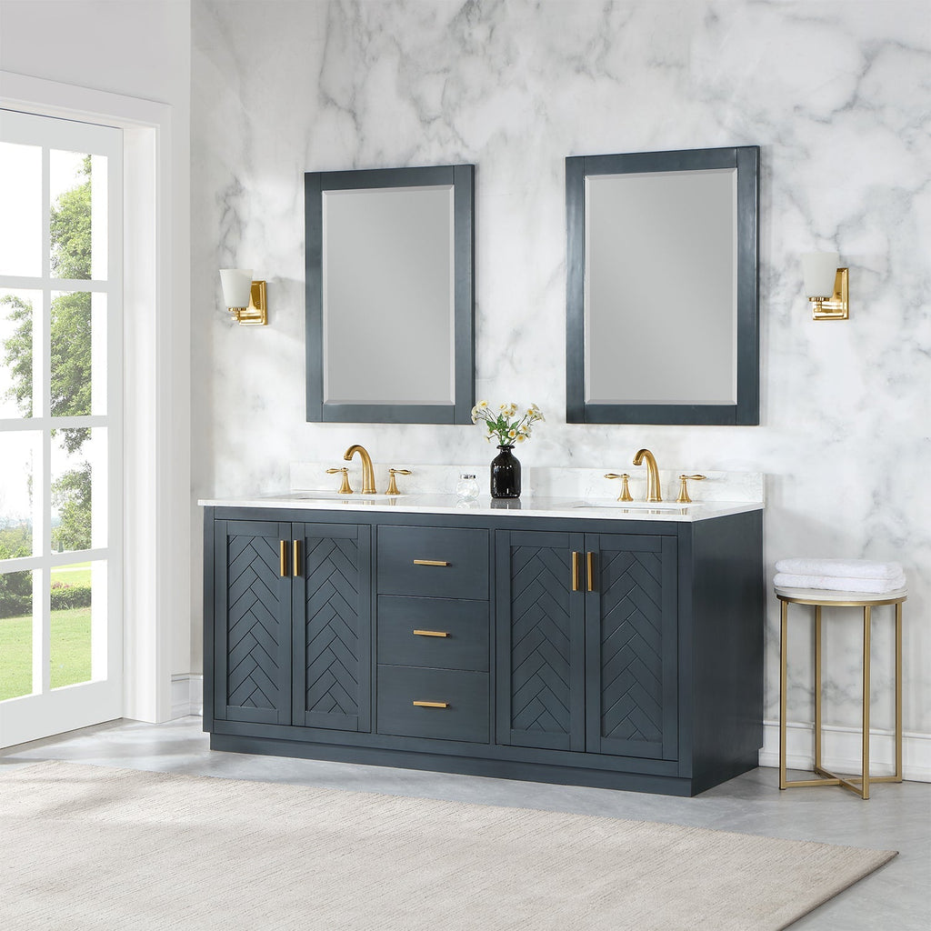 Altair Designs Gazsi 72" double vanity with top - 543072-BN-GW-NM