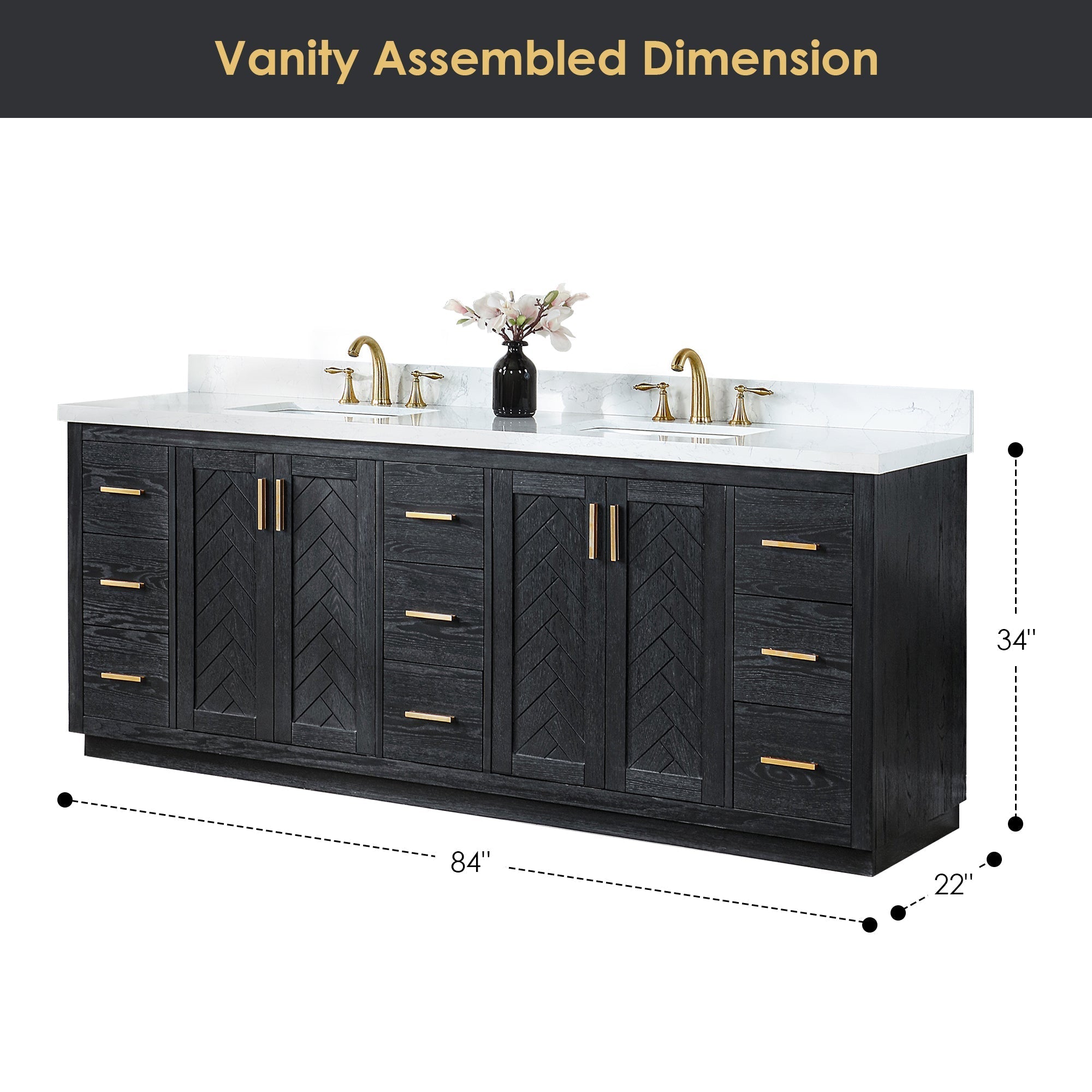 Altair Designs Gazsi 84" double vanity with top - 543084-BO-GW-NM