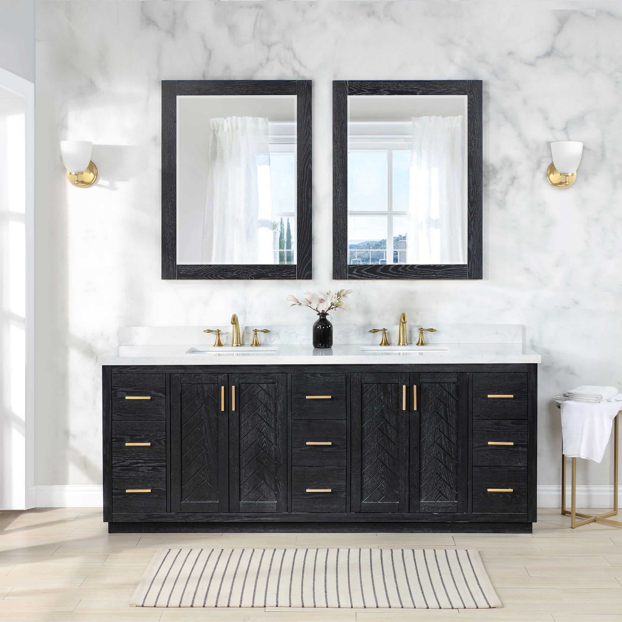 Altair Designs Gazsi 84" double vanity with top - 543084-BO-GW-NM